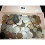 Box of old coins, British & Foreign, some silver