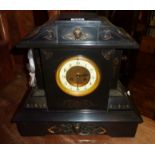 Large Victorian slate mantle clock with ormolu mounts (working)
