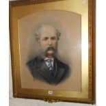 Victorian portrait of a gentleman with walrus moustache in gilt frame