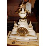 19th c. French alabaster & ormolu mantle clock with finials