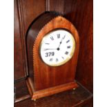 Edwardian inlaid mahogany arch-top mantle clock
