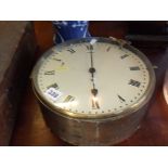 19th c. ships clock with brass bezel and steel case