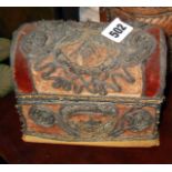 19th c. stitchwork dome topped casket