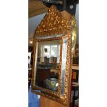 19th c. Dutch brass wall mirror with arched crest