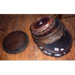 Four large Chinese carved hardwood vase round stands