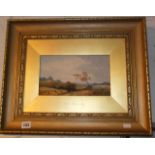 Watercolour of farmland by J. Varley (1777-1842), gilt frame