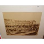 Large 19th c. albumen print photograph of a Roman ampitheatre, 23" x 27"