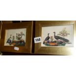 Set of ten 19th c. Chinese paintings on rice papers of birds in gilt frames