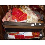 Two boxes of Indian & embroidered textiles