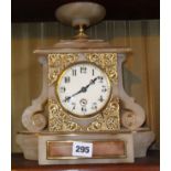 Victorian brass mounted alabaster mantle clock