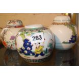 Three small Chinese ginger jars