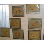 Set of ten Chinese butterfly paintings on silk