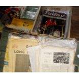 Three boxes of assorted ephemera, newspapers and magazines