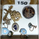 Pre-WW1 silver & tortoiseshell RAMC sweetheart badge, Girl Guide & Brownie badges etc