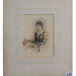 G.A. Bouvier watercolour portrait of seated lady