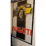 Full size re-edition of the Art Deco Bugatti poster by Rene Vincent, c.1960s/70s, v.g.c. (40" x