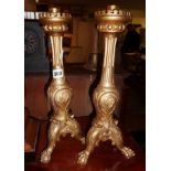 Pair of giltwood candlesticks, 15" tall