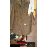 WW1-style British Army jacket, peaked cap, belt with brass buckle & braces