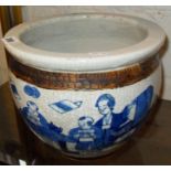 Chinese blue and white crackle jardiniere