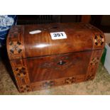 19th c. inlaid mahogany dome top tea caddy