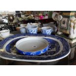 Assorted blue & white china, a "Welsh Tea Party" china cup & saucer etc