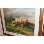 Oil on canvas painting of sheep