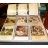 Postcard album of assorted early 20th c. postcards, over 200 cards