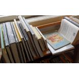 Shelf of books on old buildings, art & antiques etc including a Southern Railway published "Hills of