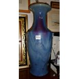 Large blue Chinese porcelain flambe vase (hole to base) approx 24" high