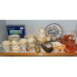 Victorian teaset, a glass dressing table set and other items