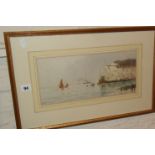 R. Esdaile Richardson (b.1897-?) watercolour of fishing boat and battle ship off Isle of Wight,