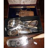 Assorted silver plated cutlery, inc. bread forks, crumb scoop etc.