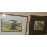 Jan Roddick (xx) watercolour landscape near Petworth together with a watercolour study of