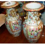 Pair of Chinese Canton vases (one A/F)