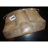 Art Deco snakeskin evening bag or purse with chrome clasp