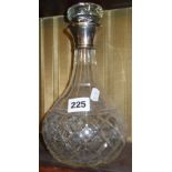 Victorian silver rimmed glass decanter