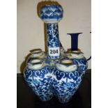 19th c. Chinese blue and white tulip vase of lobed bottle form (A/F)