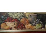 A. Dudley (b.1800-) watercolour still life with fruit, signed lower right, 12" x 31" (17" x 37"