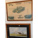 Large colour print of Concorde and a diagrammatic print of the Leopard Battle Tank