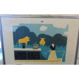 Julian Trevelyan (1910-1998) lithograph "Canal Holidays" 1975, 10/100, 15" x 20"