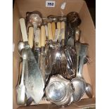 Assorted silver-plated cutlery, some with mother-of-pearl handles