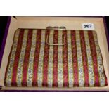 1920's Asprey of London silk evening bag in the Arts & Crafts style, sliding clasp set with semi-