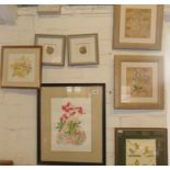 Eight various colour prints & paintings including two coloured ink drawings of toadstools by Bryan