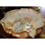 Art Nouveau Crown Devon lustrine fairies bowl with curled rim (A/F)