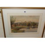 Charles Duke Waite (1852-1923) watercolour of Arundel from the River Arun, signed