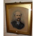 Victorian portrait of a gentleman with walrus moustache in gilt frame