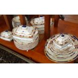 Extensive Royal Corona Ware dinner service with four tureens, three meat platters, dinner plates,