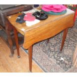 19th c. mahogany Pembroke table with shaped top and bow-fronted single drawer on square tapering