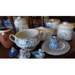 Large quantity of assorted blue & white pottery and other items