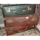 Vintage leather suitcase and two others